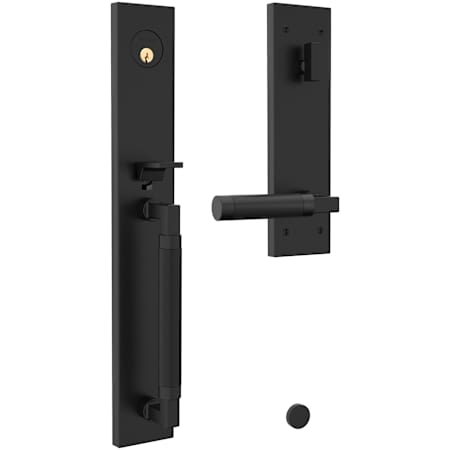 Baldwin Gramercy Knurled Right Handed One Piece Single Cylinder Keyed Entry Handleset with L030 Interior Lever from the Estate Collection Distressed Oil Rubbed Bronze