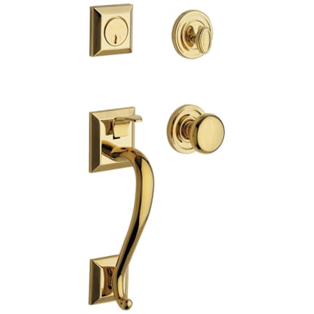 Baldwin Madison Sectional Single Cylinder Keyed Entry Handleset with 5015 Interior Knob from the Estate Collection Lifetime Polished Brass