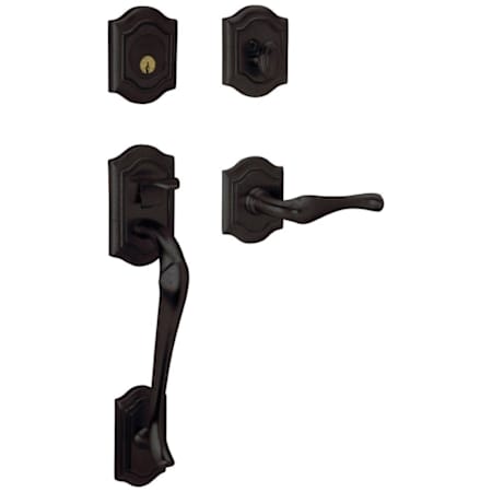 Baldwin Left Handed Bethpage Full Dummy Sectional Handleset with Bethpage Interior Lever Distressed Oil Rubbed Bronze