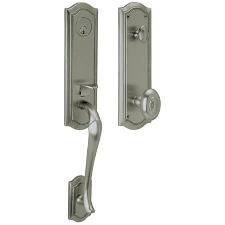 Baldwin Bethpage One Piece Single Cylinder Keyed Entry Handleset with 5077 Interior Knob from the Estate Collection Antique Nickel