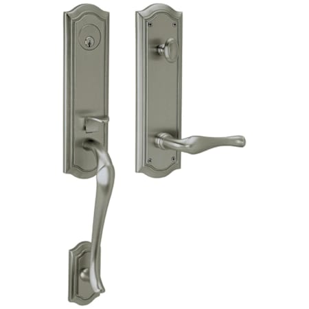 Baldwin Right Handed Bethpage Escutcheon Single Cylinder Handleset with Bethpage Interior Lever and Emergency Egress Antique Nickel