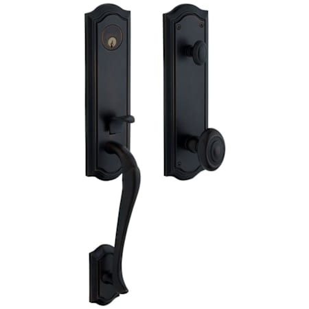 Baldwin Bethpage One Piece Single Cylinder Keyed Entry Handleset with 5077 Interior Knob from the Estate Collection Satin Black