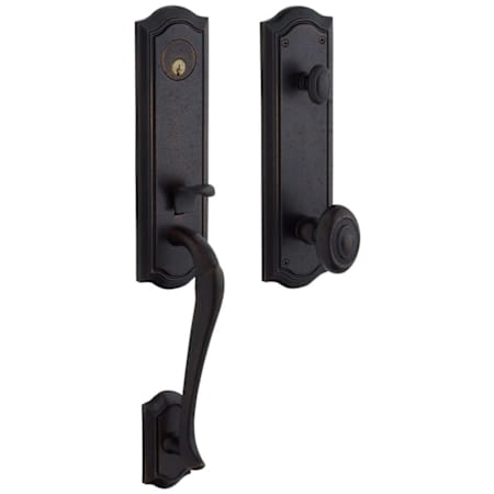 Baldwin Bethpage One Piece Single Cylinder Keyed Entry Handleset with 5077 Interior Knob from the Estate Collection Distressed Oil Rubbed Bronze