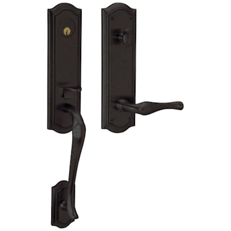 Baldwin Right Handed Bethpage Escutcheon Single Cylinder Handleset with Bethpage Interior Lever and Emergency Egress Distressed Oil Rubbed Bronze