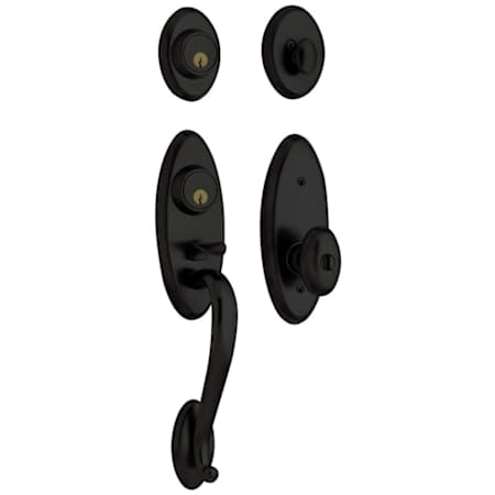 Baldwin Landon Sectional Single Cylinder Keyed Entry Handleset with 5225 Interior Knob from the Estate Collection Satin Black
