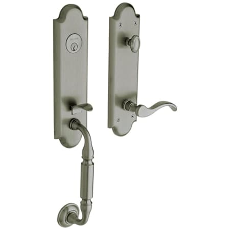 Baldwin Manchester Right Handed One Piece Single Cylinder Keyed Entry Handleset with 5455V Interior Lever from the Estate Collection Antique Nickel