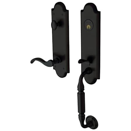 Baldwin Manchester Left Handed One Piece Single Cylinder Keyed Entry Handleset with 5455V Interior Lever from the Estate Collection Satin Black