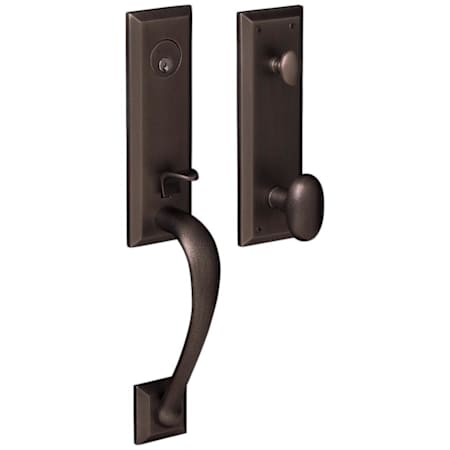 Baldwin Cody Single Cylinder Handleset with Oval Interior Knob with Emergency Egress Distressed Oil Rubbed Bronze