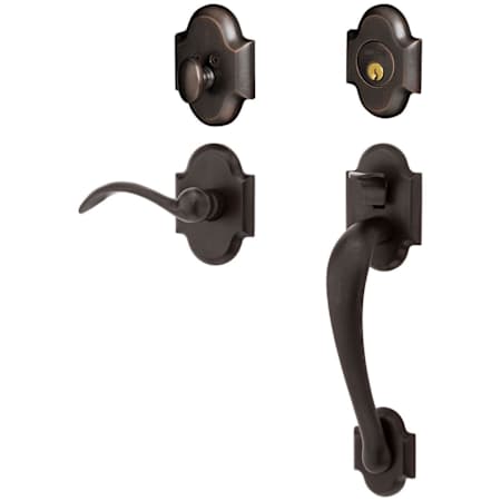 Baldwin Boulder Left Handed Sectional Single Cylinder Keyed Entry Handleset with Beavertail Interior Lever from the Estate Collection Distressed Oil Rubbed Bronze