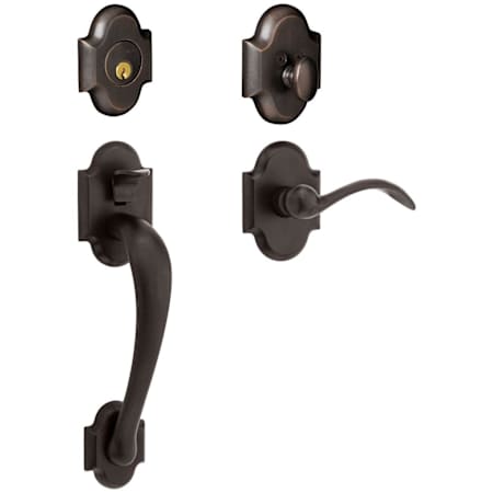 Baldwin Boulder Right Handed Sectional Single Cylinder Keyed Entry Handleset with Beavertail Interior Lever from the Estate Collection Distressed Oil Rubbed Bronze