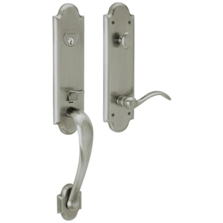 Baldwin Right Handed Boulder Single Cylinder Sectional Handleset with Beavertail Interior Lever Antique Nickel