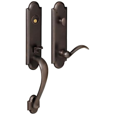 Baldwin Right Handed Boulder Single Cylinder Sectional Handleset with Beavertail Interior Lever Distressed Oil Rubbed Bronze