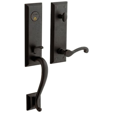 Baldwin Stonegate Right Handed One Piece Single Cylinder Keyed Entry Handleset with 5445V Interior Lever from the Estate Collection Distressed Oil Rubbed Bronze