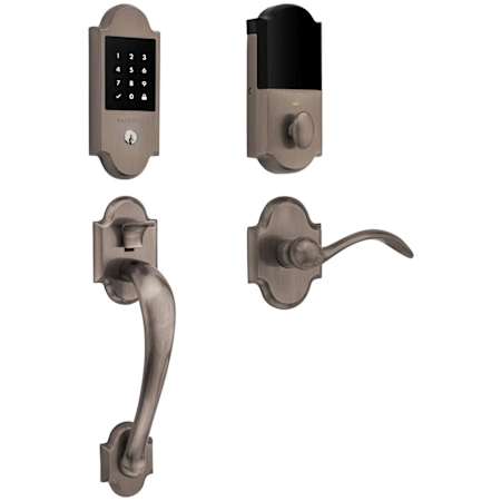Baldwin Boulder Z-Wave Right Handed Sectional Electronic Keyless Entry Handleset with Beavertail Interior Lever from the Estate Collection Antique Nickel