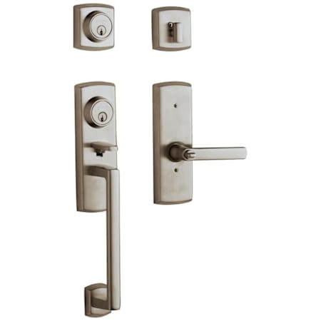Baldwin Soho Left Handed Sectional Single Cylinder Keyed Entry Handleset with 5485V Interior Lever from the Estate Collection Antique Nickel