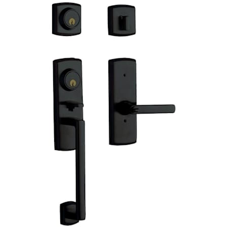 Baldwin Soho Right Handed Sectional Single Cylinder Keyed Entry Handleset with 5485V Interior Lever from the Estate Collection Satin Black