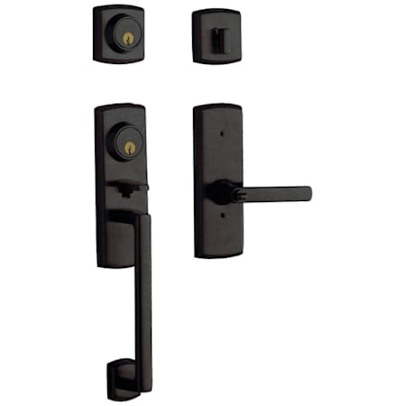 Baldwin Soho Left Handed Sectional Single Cylinder Keyed Entry Handleset with 5485V Interior Lever from the Estate Collection Distressed Oil Rubbed Bronze