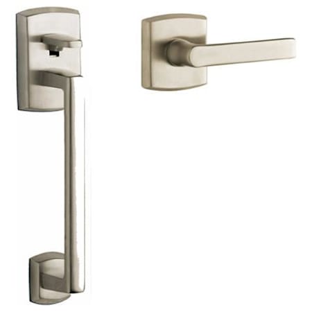 Baldwin Soho Sectional Entry Left Handed Handle Set Kit with Interior Soho Lever Lifetime Satin Nickel
