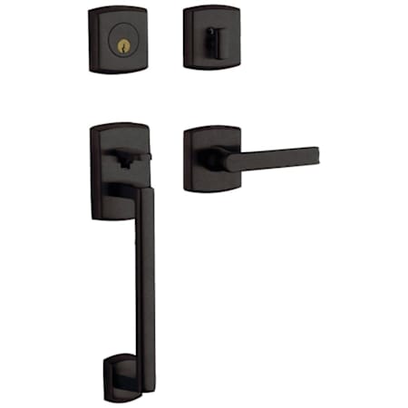 Baldwin Soho Left Handed Sectional Single Cylinder Keyed Entry Handleset with 5485V Interior Lever from the Estate Collection Distressed Oil Rubbed Bronze