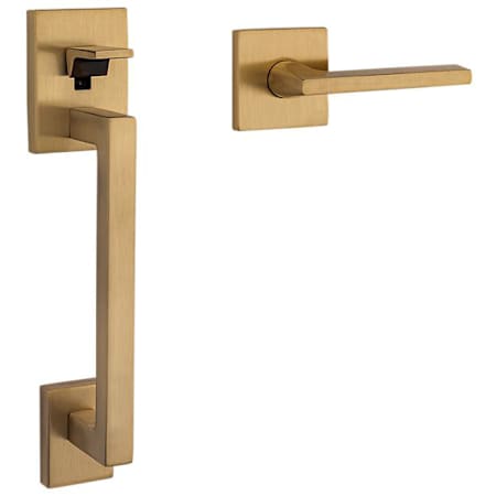 Baldwin Minneapolis Left Handed Sectional Handleset with 5162 Lever - Minus Deadbolt Satin Brass and Brown