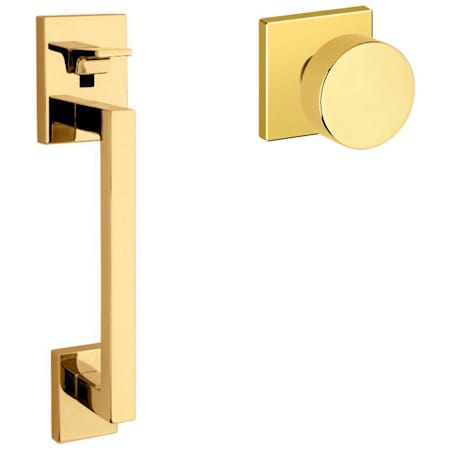 Baldwin Minneapolis Sectional Handleset with 5055 Knob from the Estate Collection - Minus Deadbolt Lifetime Polished Brass