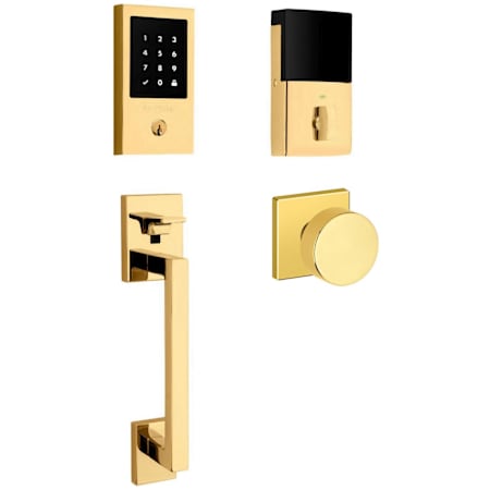 Baldwin Minneapolis Z-Wave Sectional Electronic Keyless Entry Handleset with 5055 Interior Knob from the Estate Collection Lifetime Polished Brass