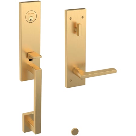 Baldwin Minneapolis Left Handed Single Cylinder Keyed Entry One Piece Handleset with 5162 Interior Lever from the Estate Collection Lifetime PVD Satin Brass