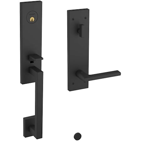 Baldwin Minneapolis Right Handed Single Cylinder Keyed Entry One Piece Handleset with 5162 Interior Lever from the Estate Collection Satin Black