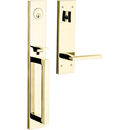 Baldwin Minneapolis Left Handed Dummy Full Plate Handleset with 5162 Interior Lever from the Estate Collection Lifetime Polished Brass