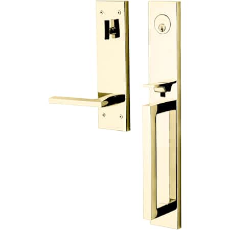 Baldwin Minneapolis Right Handed Dummy Full Plate Handleset with 5162 Interior Lever from the Estate Collection Lifetime Polished Brass