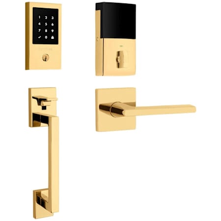 Baldwin Minneapolis Z-Wave Right Handed Sectional Electronic Keyless Entry Handleset with 5162 Interior Lever from the Estate Collection Lifetime Polished Brass
