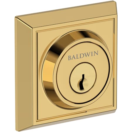 Baldwin Chamfered Square Solid Brass Double Cylinder Keyed Entry Deadbolt from the Reserve Collection Lifetime Polished Brass