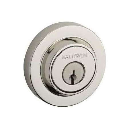 Baldwin Contemporary Round Standard C Keyway Double Cylinder Keyed Entry Deadbolt Lifetime Polished Nickel