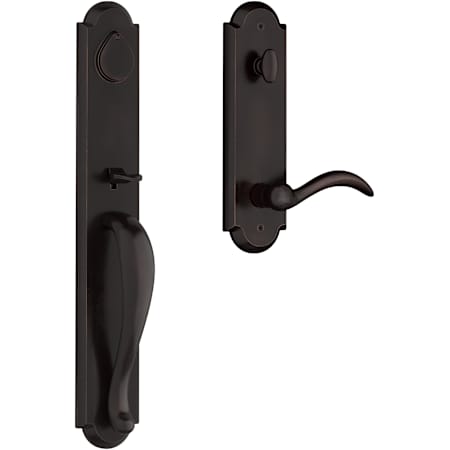 Baldwin Elkhorn Full Plate Single Cylinder Keyed Entry Handleset with Right Handed Interior Arch Lever and Emergency Egress Function Dark Bronze
