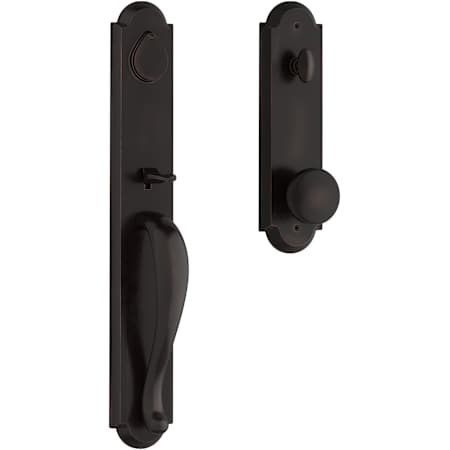 Baldwin Elkhorn Full Plate Single Cylinder Keyed Entry Handleset with Interior Rustic Knob and Emergency Egress Function Dark Bronze