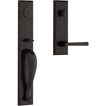 Baldwin Longview Full Plate Single Cylinder Keyed Entry Handleset with Taper Interior Lever and Emergency Egress Function Dark Bronze