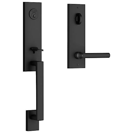 Baldwin Seattle One Piece Single Cylinder Keyed Entry Handleset with Tube Lever and Emergency Egress Function from the Reserve Collection Satin Black