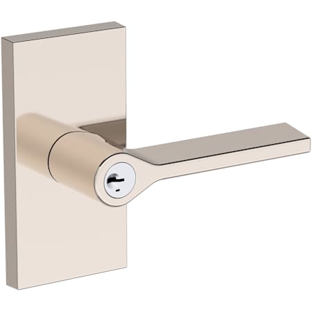 Baldwin Anaheim Hills Single Cylinder Keyed Entry Door Lever Set with Contemporary 5" Rose with SmartKey SC1 Keyway from the Reserve Collection Lifetime Polished Nickel