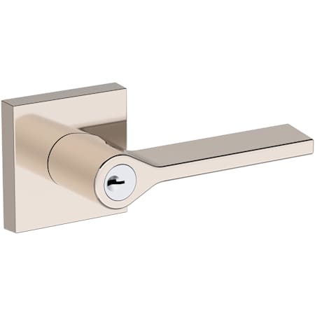 Baldwin Anaheim Hills Single Cylinder Keyed Entry Door Lever Set with Contemporary Square Rose from the Reserve Collection Lifetime Polished Nickel