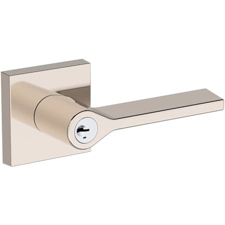 Baldwin Anaheim Hills Single Cylinder Keyed Entry Door Lever Set with Contemporary Square Rose with SmartKey SC1 Keyway from the Reserve Collection Lifetime Polished Nickel