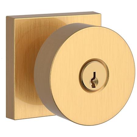 Baldwin Contemporary Single Cylinder Keyed Entry Door Knob with Square Rose Lifetime Satin Brass