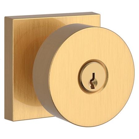 Baldwin Contemporary Single Cylinder Keyed Entry Door Knob with Square Rose Lifetime Satin Brass