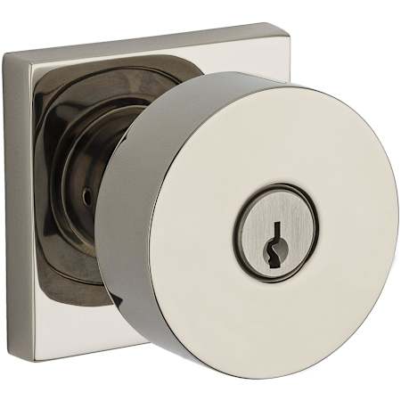 Baldwin Contemporary Single Cylinder Keyed Entry Door Knob with Square Rose Lifetime Polished Nickel