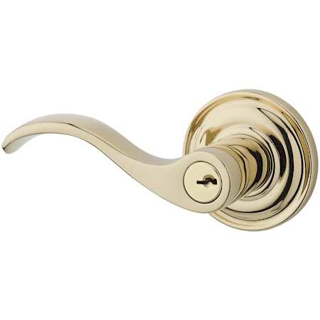 Baldwin Curve Keyed Entry Single Cylinder Leverset with Traditional Round Rose - Left Handed Lifetime Polished Brass