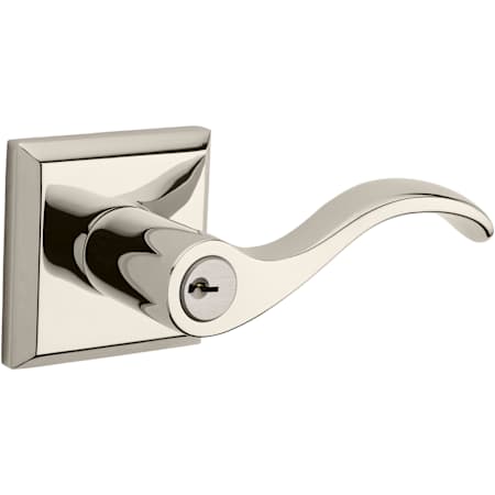 Baldwin Curve Right Handed Single Cylinder Keyed Entry Door Lever with Square Rose Lifetime Polished Nickel