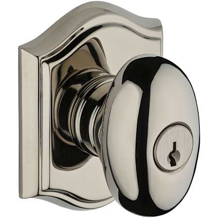 Baldwin Ellipse Single Cylinder Keyed Entry Door Knob with Arch Rose Lifetime Polished Nickel