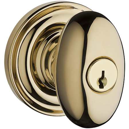 Baldwin Ellipse Single Cylinder Keyed Entry Door Knob with Round Rose Lifetime Polished Brass