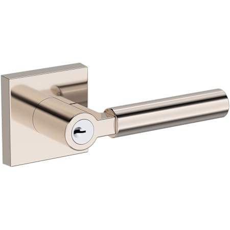 Baldwin Lake Forest Single Cylinder Keyed Entry Door Lever Set with Contemporary Square Rose from the Reserve Collection Lifetime Polished Nickel