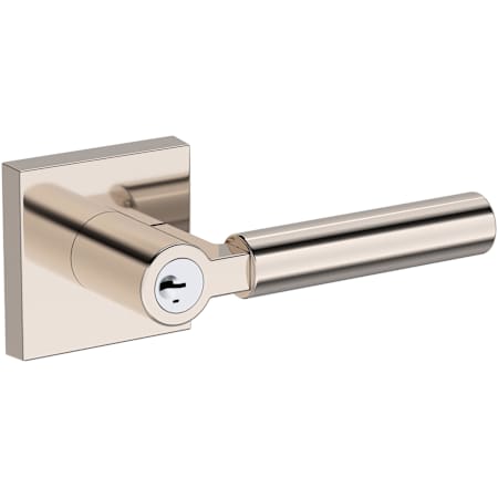Baldwin Lake Forest Single Cylinder Keyed Entry Door Lever Set with Contemporary Square Rose with SmartKey SC1 Keyway from the Reserve Collection Lifetime Polished Nickel
