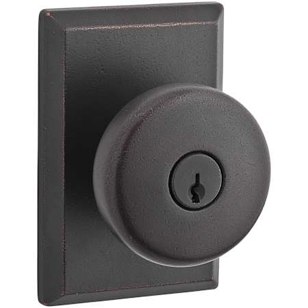 Baldwin Rustic Keyed Entry Single Cylinder Knobset with Rustic Square Rose Dark Bronze